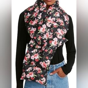NWT! Steve Madden Puffer Scarf Black Red Floral OSFM